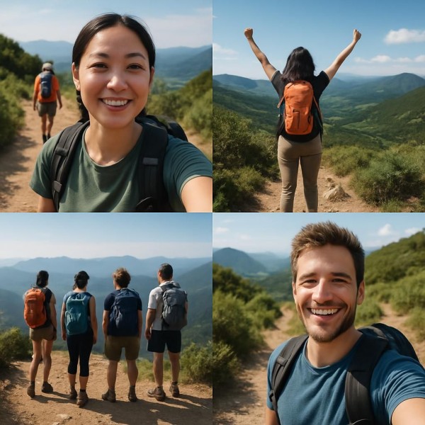 하이킹 챌린지 함께 걷는 모습