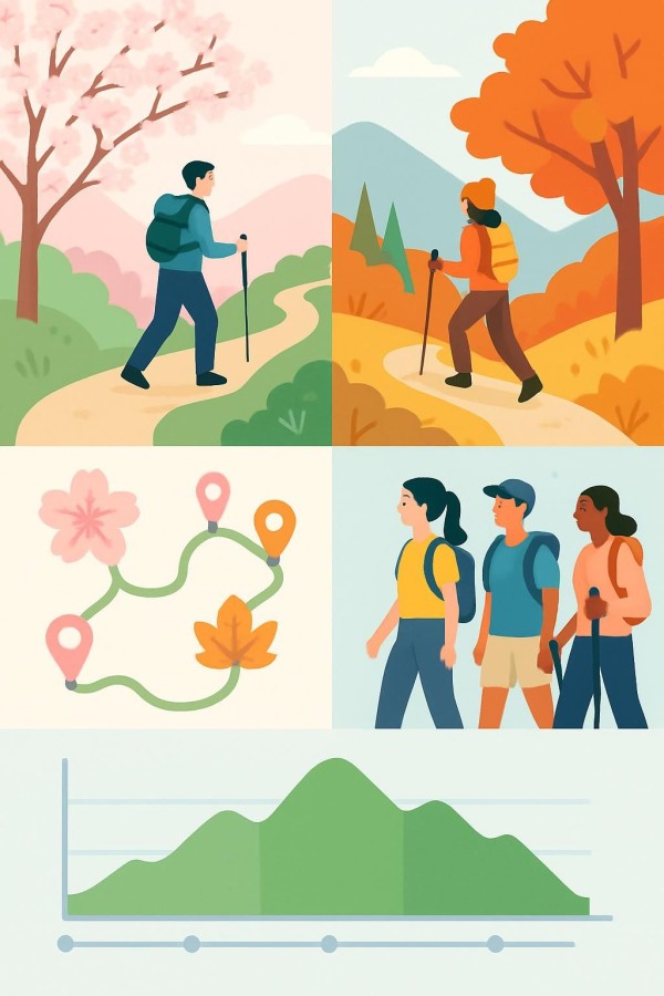 봄 벚꽃과 가을 단풍 시즌별 추천 코스부터 난이도·거리·고도 프로파일 비교까지, 수도권 초보자 친화 하이킹 트레일 가이드